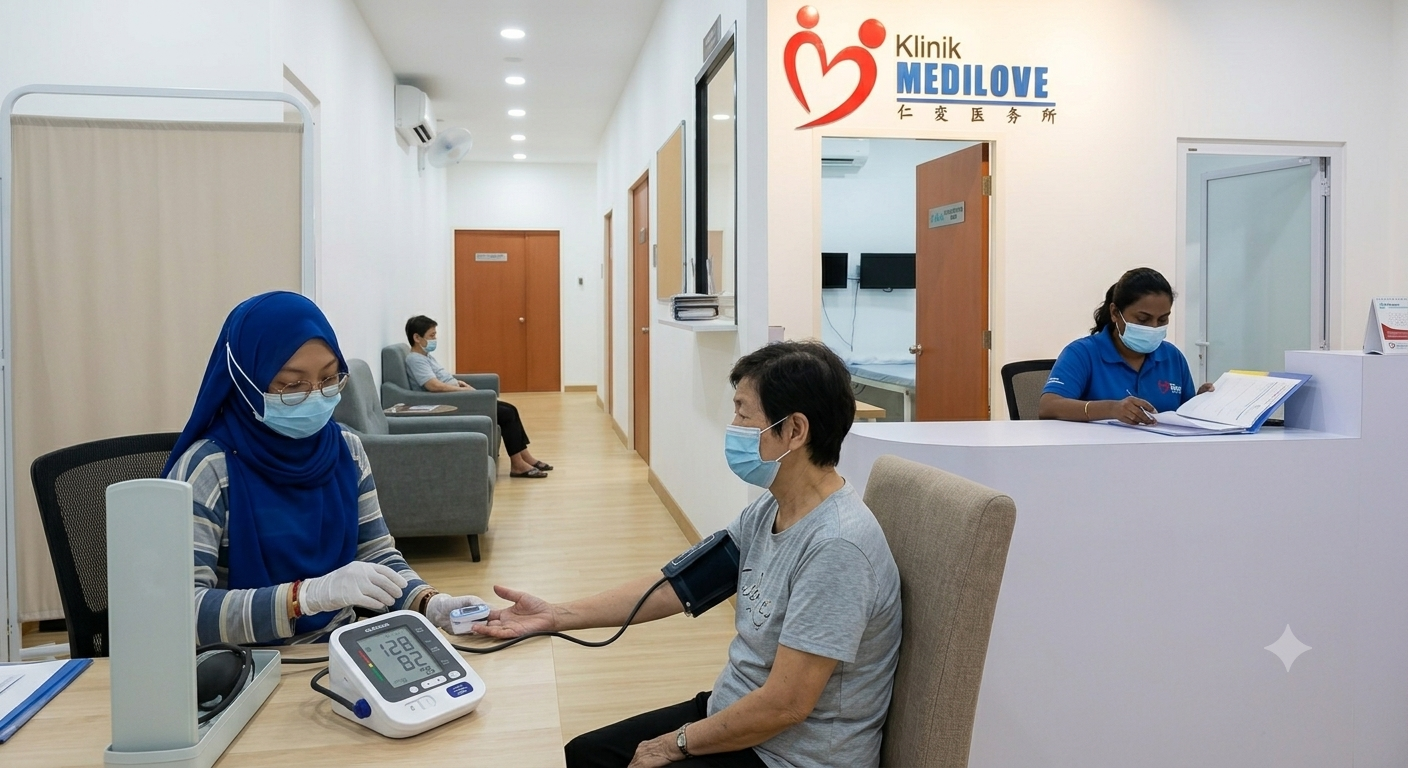 Doctor discussing health screening results with a patient at Klinik Medilove Keponggi
